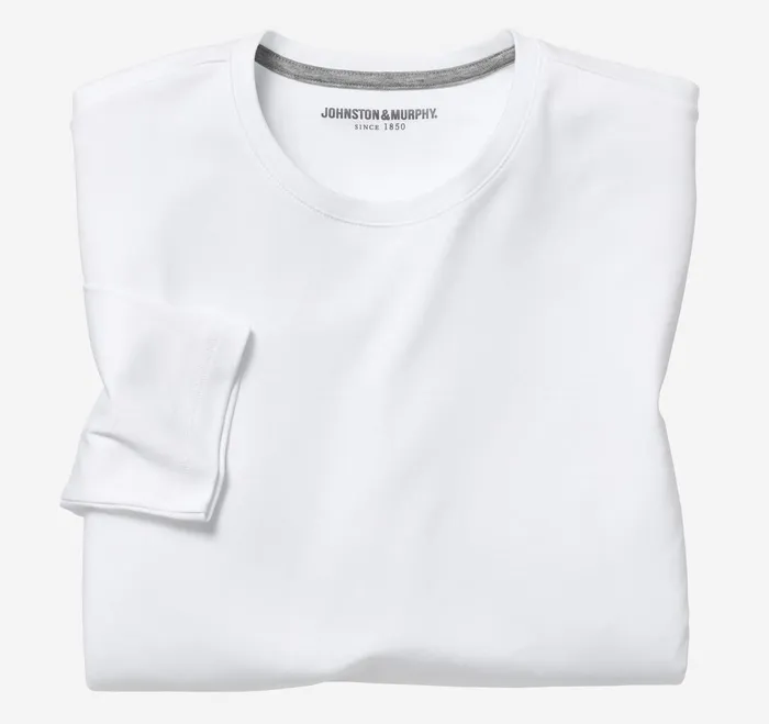 Men Essential LongSleeve Tee White JohnstonandMurphy Polos and Tees