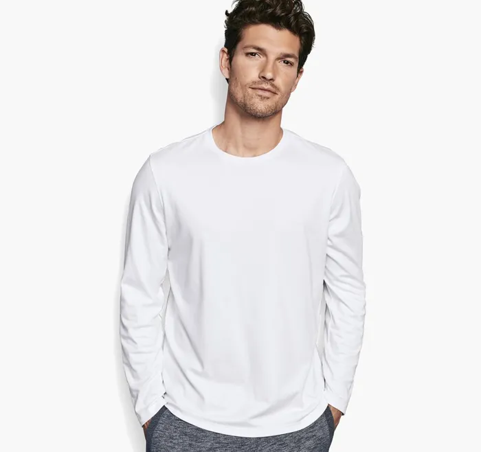 Men Essential LongSleeve Tee White JohnstonandMurphy Polos and Tees Men Essential LongSleeve Tee White JohnstonandMurphy Polos and Tees
