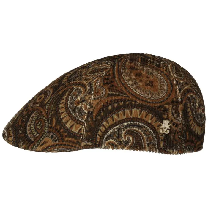 Men Flat Caps Mayser Billy Paisley Cord Flat Cap Zechbauer Brown