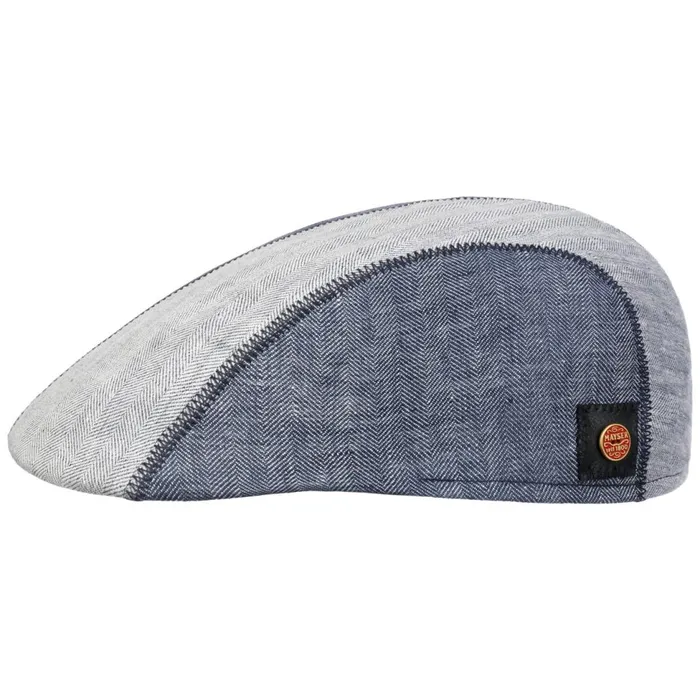Men Flat Caps Mayser Prince Twotone Linen Flat Cap Blue