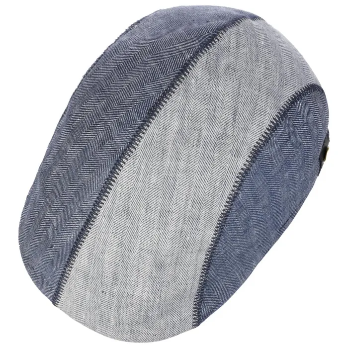 Men Flat Caps Mayser Prince Twotone Linen Flat Cap Blue Men Flat Caps Mayser Prince Twotone Linen Flat Cap Blue