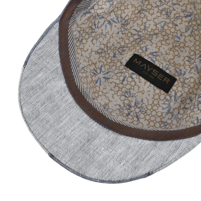 Men Flat Caps Mayser Prince Twotone Linen Flat Cap Blue Men Flat Caps Mayser Prince Twotone Linen Flat Cap Blue