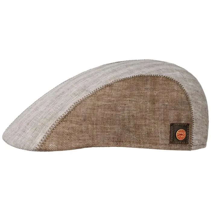 Men Flat Caps Mayser Prince Twotone Linen Flat Cap Blue Men Flat Caps Mayser Prince Twotone Linen Flat Cap Blue