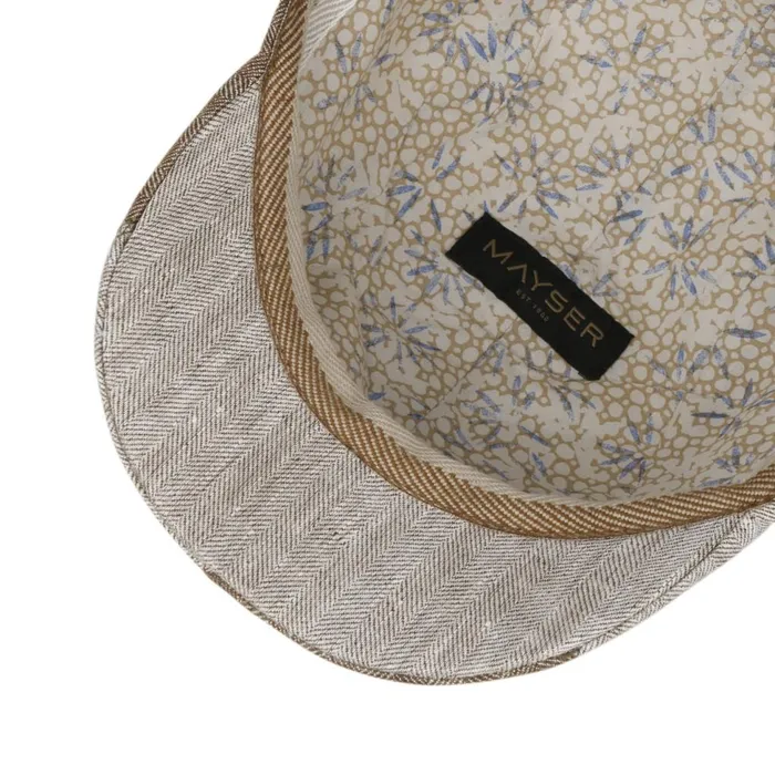 Men Flat Caps Mayser Prince Twotone Linen Flat Cap Blue Men Flat Caps Mayser Prince Twotone Linen Flat Cap Blue