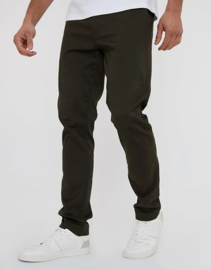 Men Forest Green Slim Fit Chino Trousers Threadbare Chinos