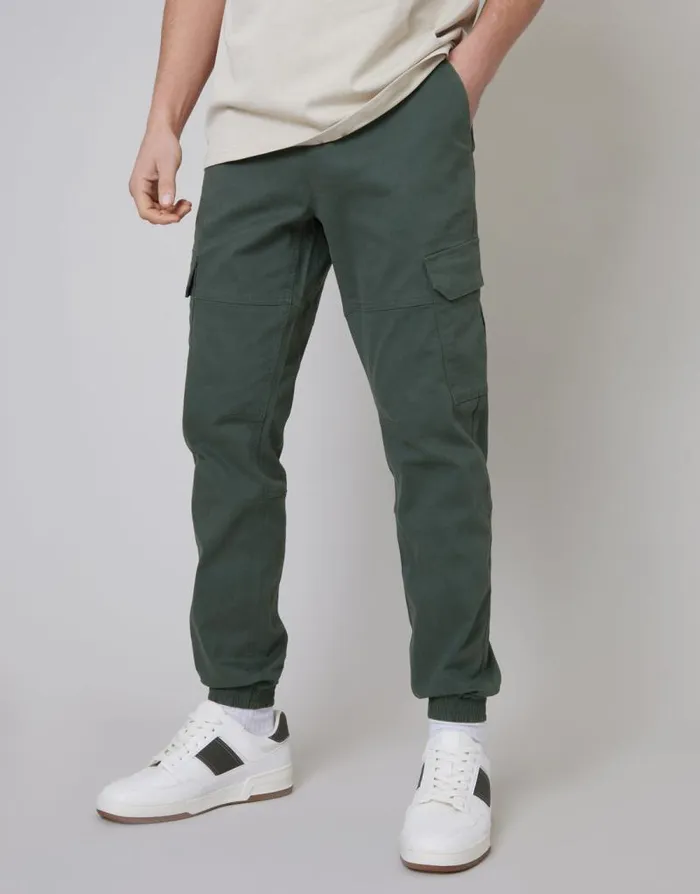 Men Grey Jogger Style Cargo Trousers Threadbare Cargo