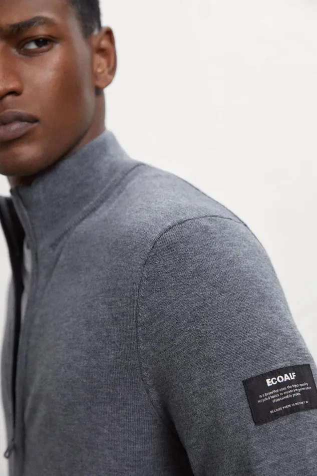 Men Grey Mandarina Knitted Jumper Ecoalf Knitwear