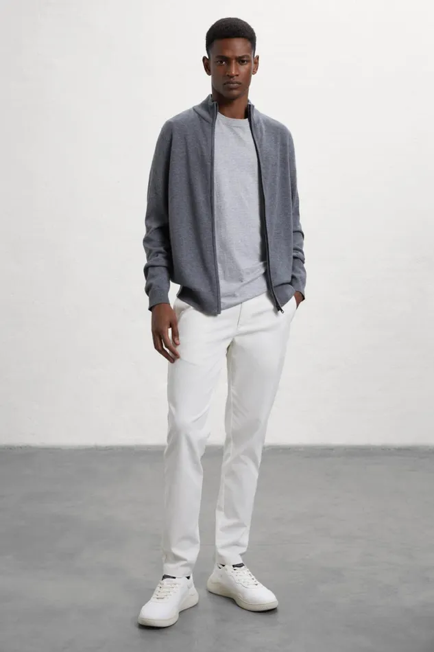 Men Grey Mandarina Knitted Jumper Ecoalf Knitwear