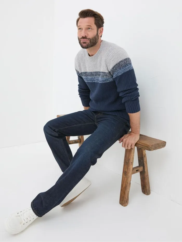 Men Jeans Fat Face Blue Straight Fit Jeans