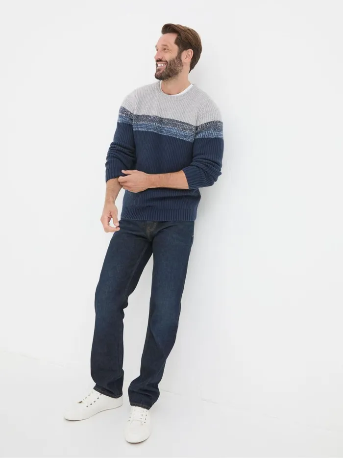 Men Jeans Fat Face Blue Straight Fit Jeans