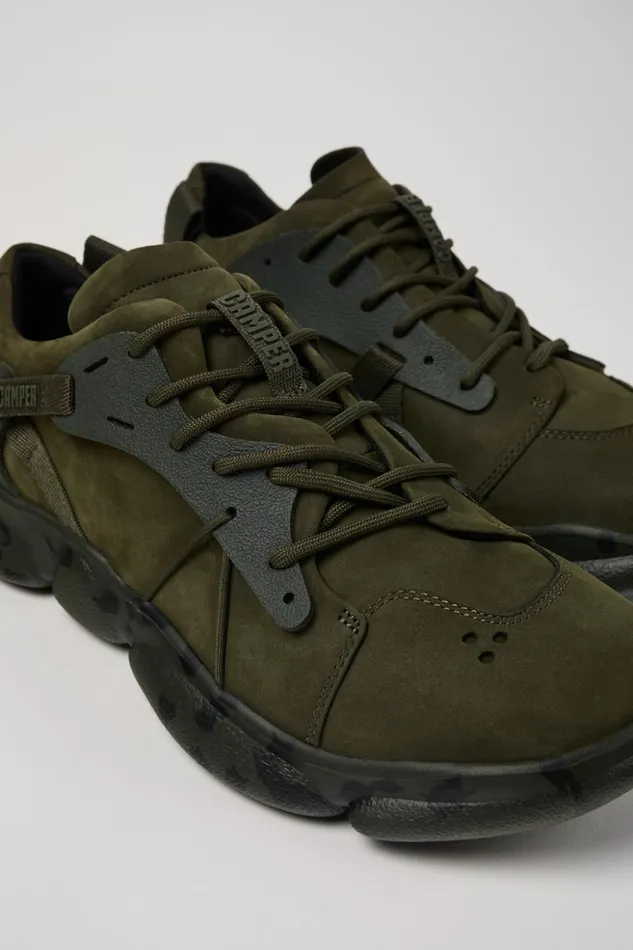 Men Karst Green Nubuck And Textile Sneakers Camper Sneakers