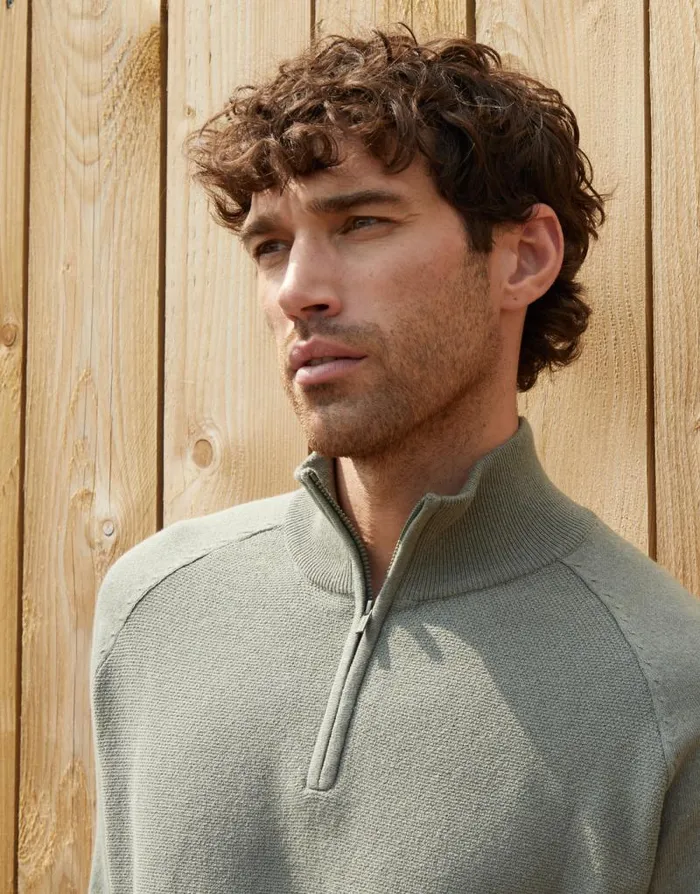 Men Khaki Raglan Knitted Quarter Zip Jumper Threadbare Jumpers Men Khaki Raglan Knitted Quarter Zip Jumper Threadbare Jumpers