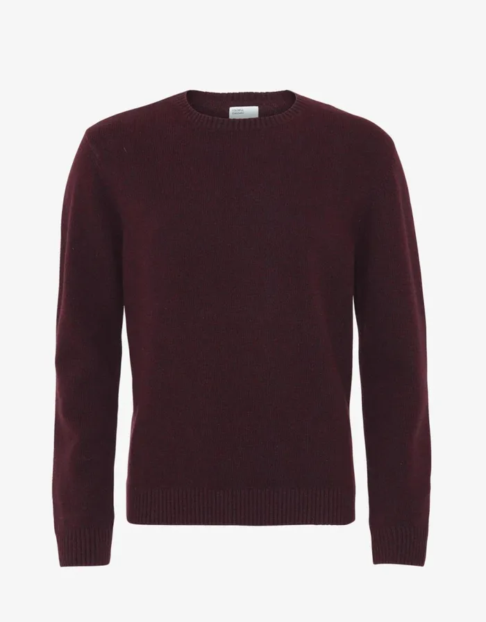 Men Knit Sweaters Colorful Standard Classic Merino Wool Crew Oxblood Red