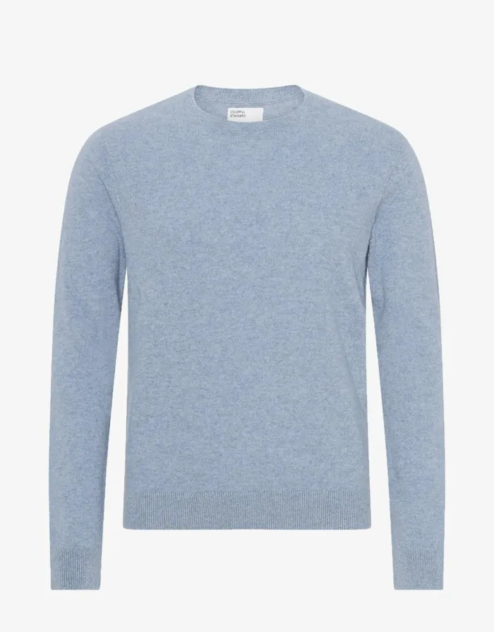 Men Knit Sweaters Colorful Standard Light Merino Wool Crew Polar Blue