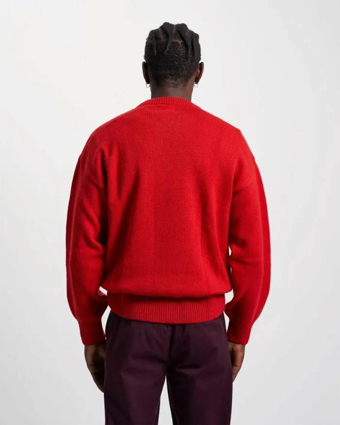 Men Knit Sweaters Colorful Standard Oversized Merino Wool Crew Coffee Brown