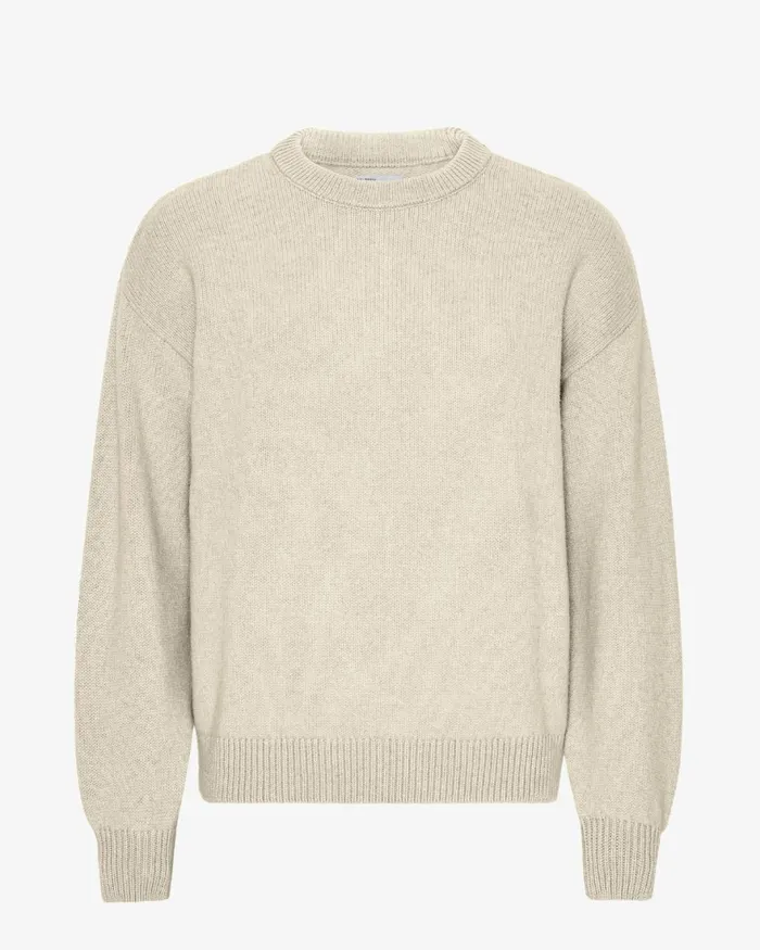 Men Knit Sweaters Colorful Standard Oversized Merino Wool Crew Ivory White