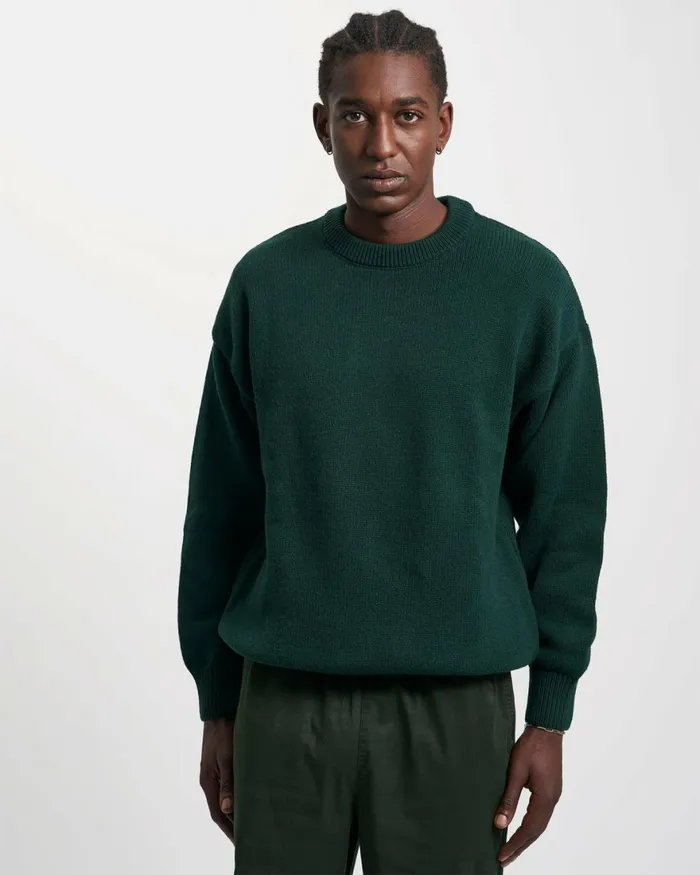 Men Knit Sweaters Colorful Standard Oversized Merino Wool Crew Ivory White