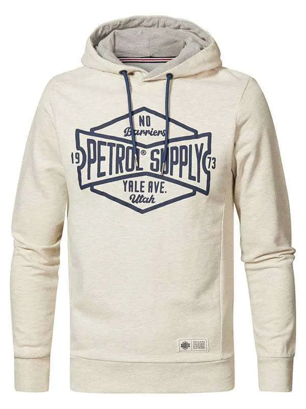 Men Knits and Sweats Petrol Industries Hoodie With Logo Artwork Antique White Melee