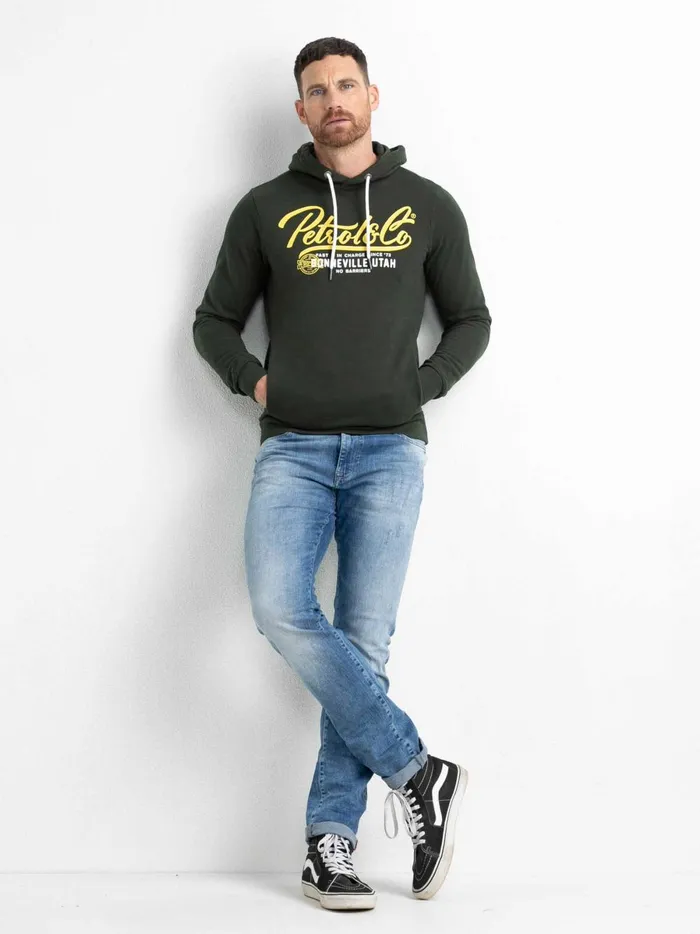 Men Knits and Sweats Petrol Industries Hoodie With Logo Artwork Forest Night