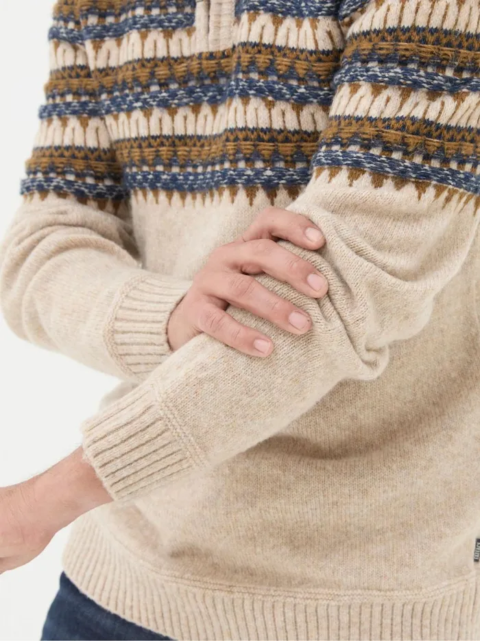Men Knitwear Fat Face Ives Natural Half Neck Jumper