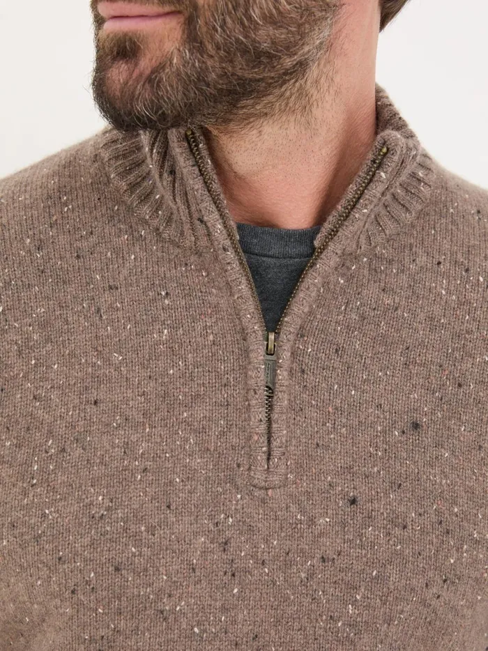 Men Knitwear Fat Face Natural Lambswool Half Neck Jumper