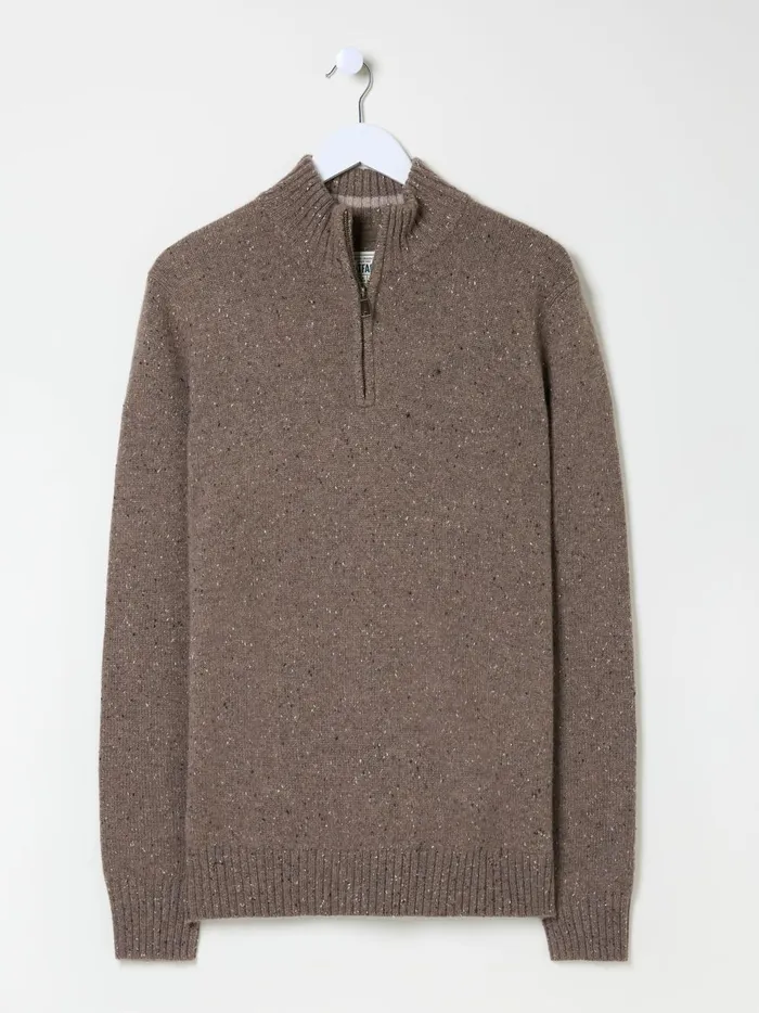 Men Knitwear Fat Face Natural Lambswool Half Neck Jumper