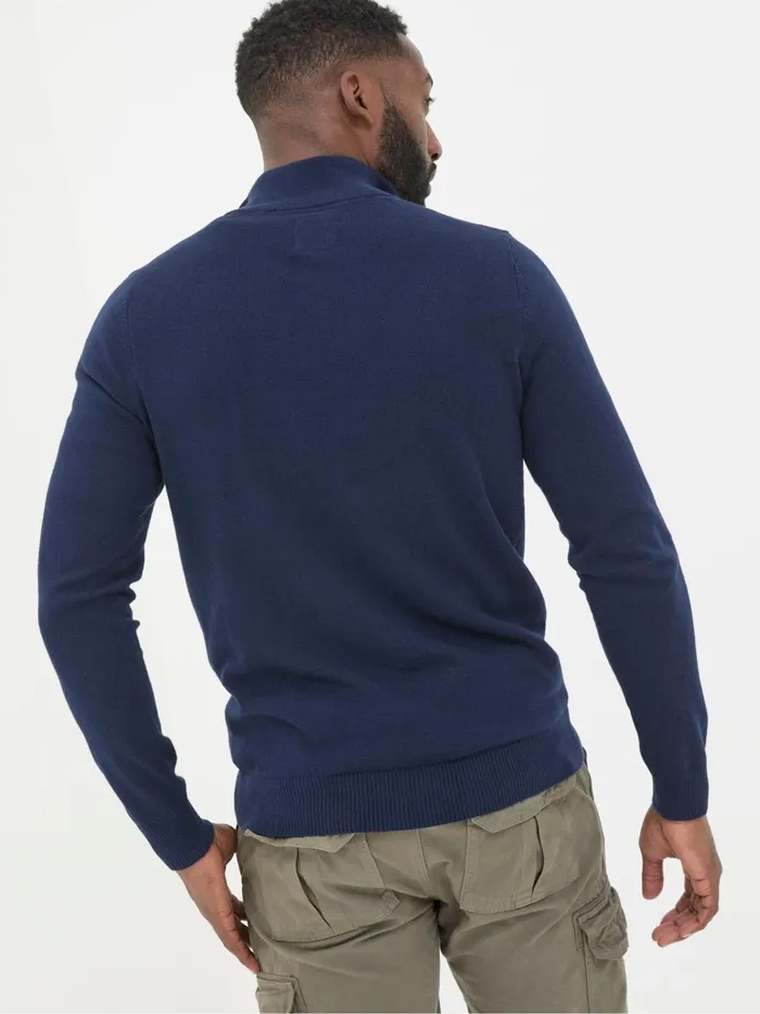 Men Knitwear Fat Face Rye Navy Blue HalfNeck
