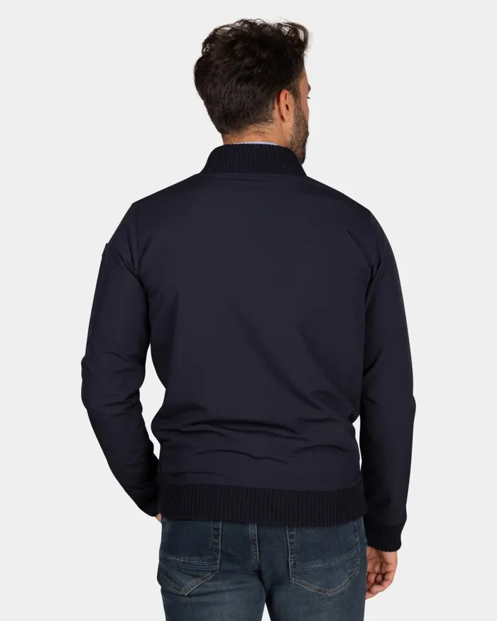 Men Knitwear NZA New Zealand Auckland Dark Blue Cardigan With White And Blue Pattern 8211 Winter Navy