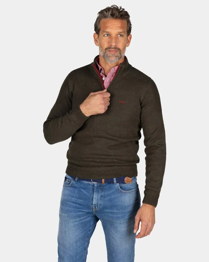 Men Knitwear NZA New Zealand Auckland Dark Green Pullover With HalfZip 8211 Gravel Green Men Knitwear NZA New Zealand Auckland Dark Green Pullover With HalfZip 8211 Gravel Green