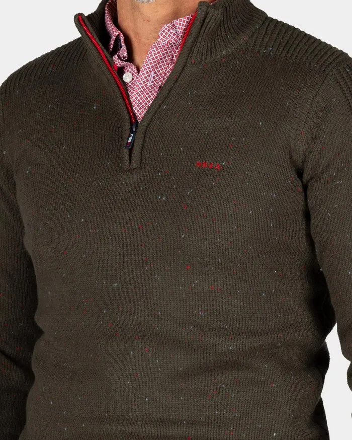 Men Knitwear NZA New Zealand Auckland Dark Green Pullover With HalfZip 8211 Gravel Green Men Knitwear NZA New Zealand Auckland Dark Green Pullover With HalfZip 8211 Gravel Green