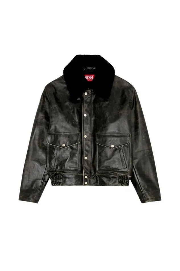 Men LMudsFur Black Diesel Outerwear And Jackets Men LMudsFur Black Diesel Outerwear And Jackets