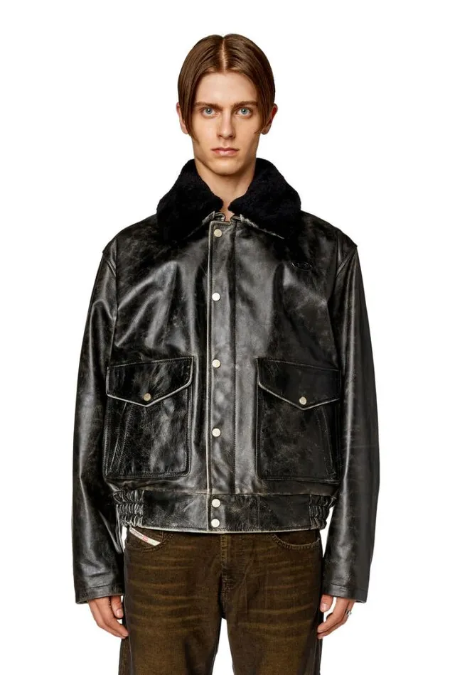 Men LMudsFur Black Diesel Outerwear And Jackets Men LMudsFur Black Diesel Outerwear And Jackets