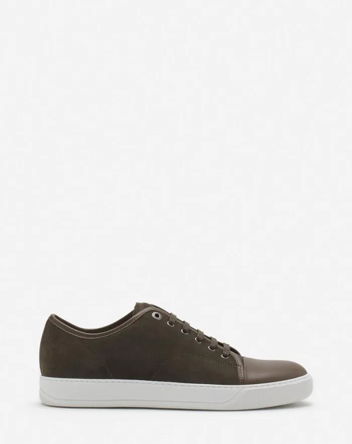 Men Lanvin DBB1 Dbb1 Leather And Suede Sneakers Khakiwhite