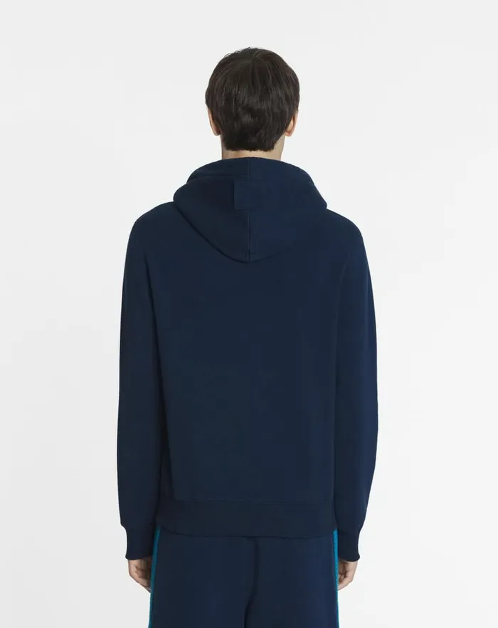 Men Lanvin Knitwear and Sweatshirts Lanvin Curb Lace Hoodie Petrol Blue Men Lanvin Knitwear and Sweatshirts Lanvin Curb Lace Hoodie Petrol Blue
