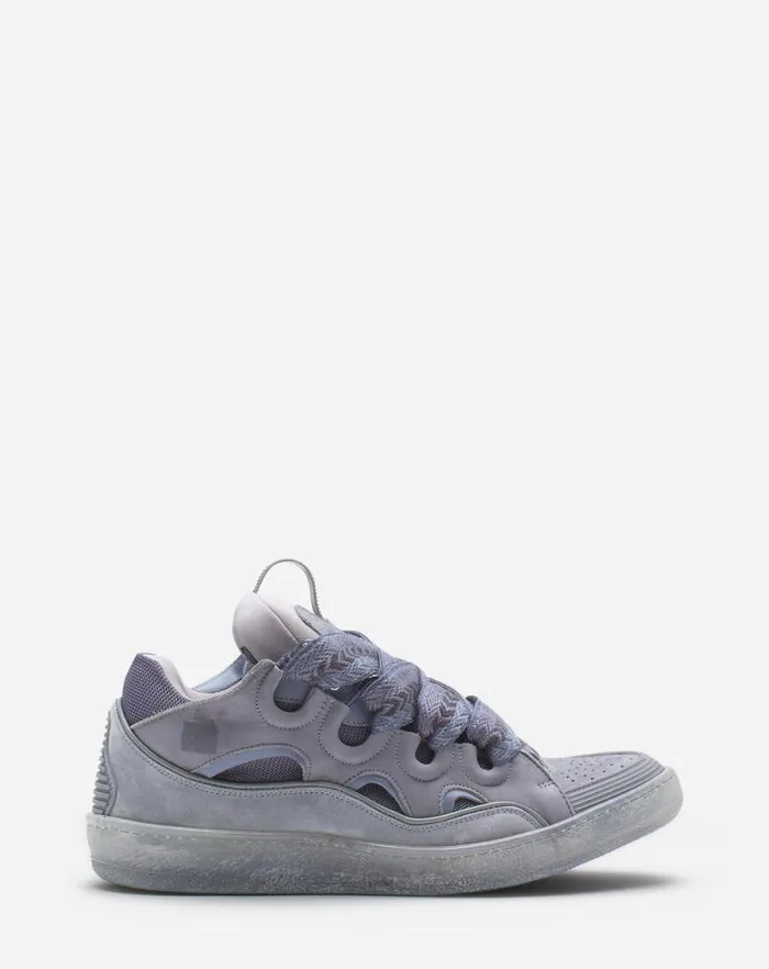 Men Lanvin Sneakers Leather Curb Sneakers Light Grey