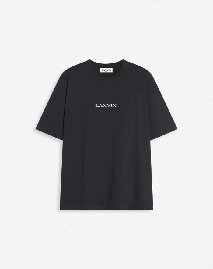 Men Lanvin Tshirts and Polos Lanvin Embroidered Tshirt Black