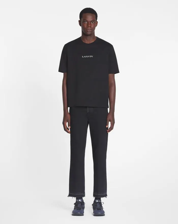 Men Lanvin Tshirts and Polos Lanvin Embroidered Tshirt Black Men Lanvin Tshirts and Polos Lanvin Embroidered Tshirt Black