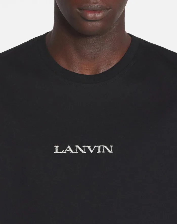 Men Lanvin Tshirts and Polos Lanvin Embroidered Tshirt Black Men Lanvin Tshirts and Polos Lanvin Embroidered Tshirt Black