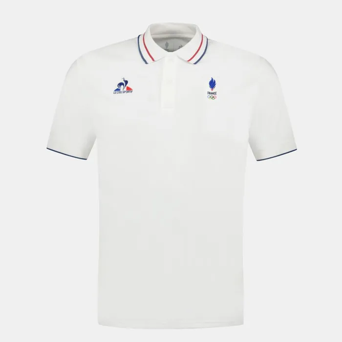 Men Le Coq Sportif Polos Shirts France039s Olympic Team Polo Shirt Marshmallow