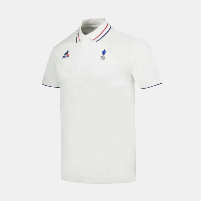 Men Le Coq Sportif Polos Shirts France039s Olympic Team Polo Shirt Marshmallow