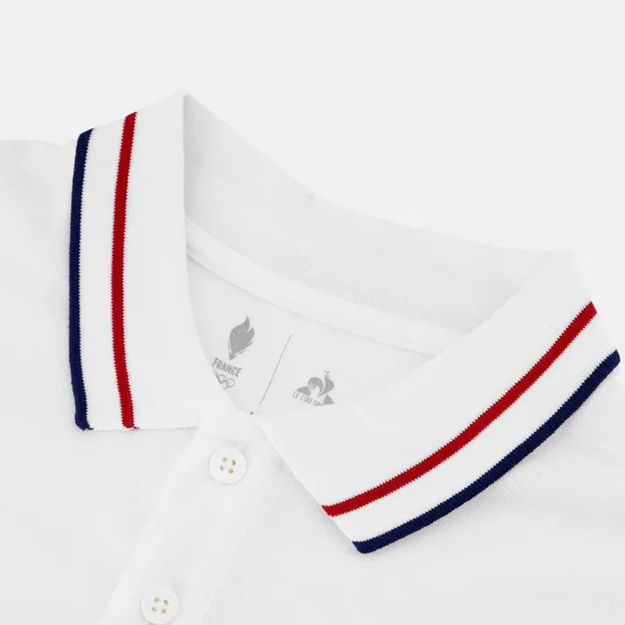 Men Le Coq Sportif Polos Shirts France039s Olympic Team Polo Shirt Marshmallow