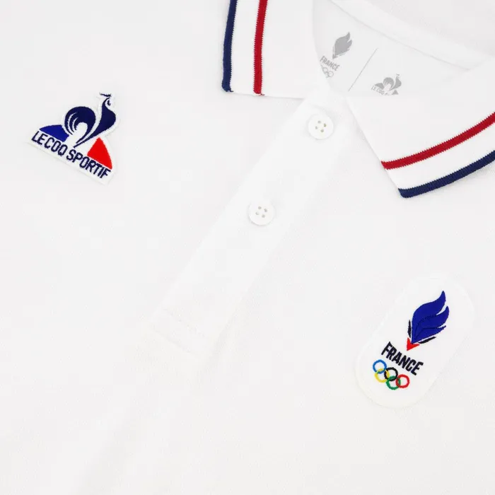 Men Le Coq Sportif Polos Shirts France039s Olympic Team Polo Shirt Marshmallow
