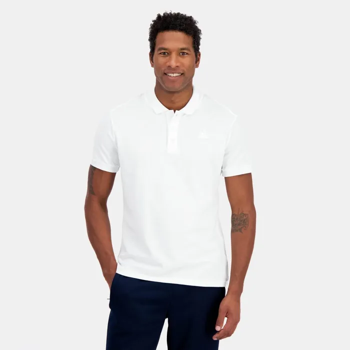 Men Le Coq Sportif Polos Shirts Ton Sur Ton Polo Shirt En Jersey Piqu Coton New Optical White