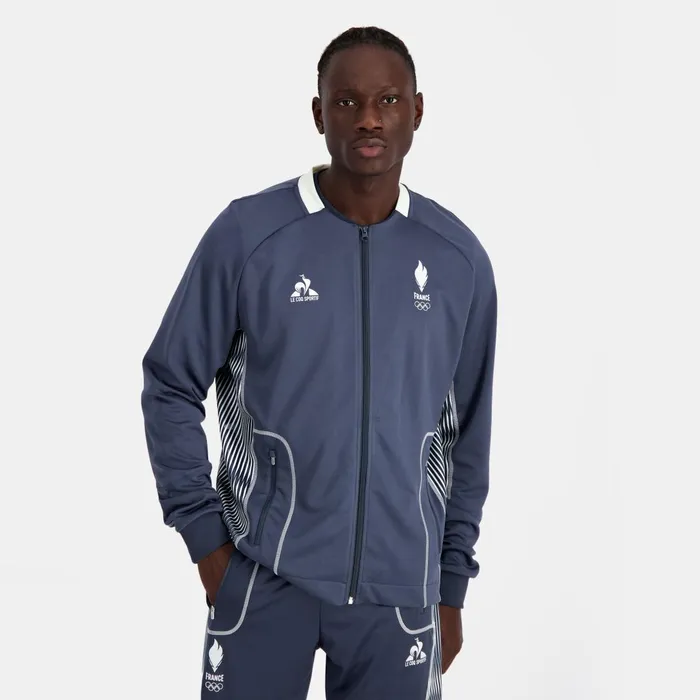 Men Le Coq Sportif Sweatshirts France039s Olympic Team ZipUp Sweatshirtshirt Insignia Blue