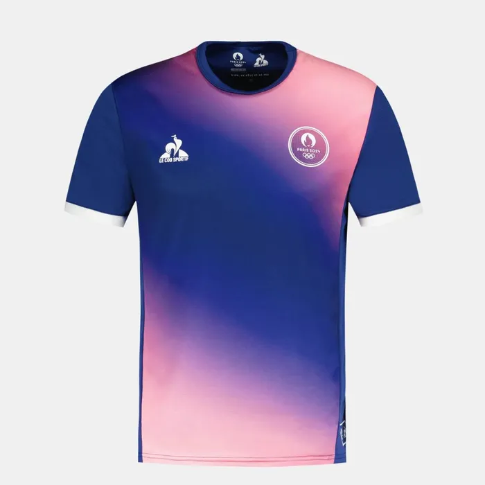 Men Le Coq Sportif Tshirts And Tops Paris 2024 TShirt Blue Depthspink Carnation Men Le Coq Sportif Tshirts And Tops Paris 2024 TShirt Blue Depthspink Carnation