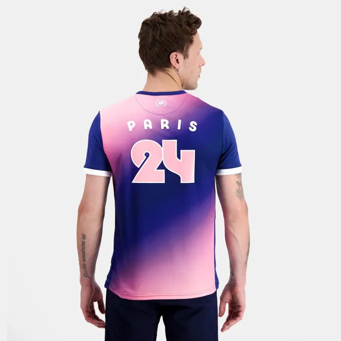 Men Le Coq Sportif Tshirts And Tops Paris 2024 TShirt Blue Depthspink Carnation Men Le Coq Sportif Tshirts And Tops Paris 2024 TShirt Blue Depthspink Carnation