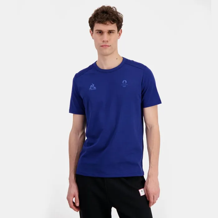 Men Le Coq Sportif Tshirts And Tops Paris 2024 Tshirt Homme Blue Depths