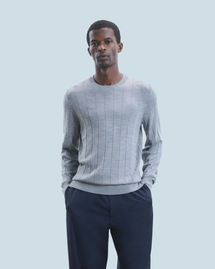 Men Merino Wool Sweaters From Future Crew Neck Sweater Dark Heather Gray