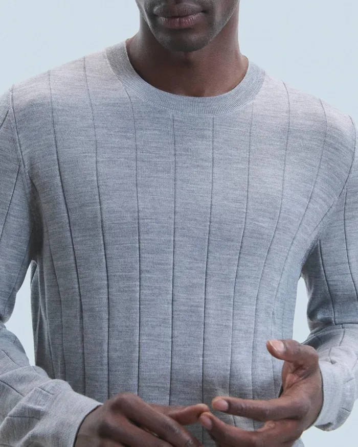 Men Merino Wool Sweaters From Future Crew Neck Sweater Dark Heather Gray