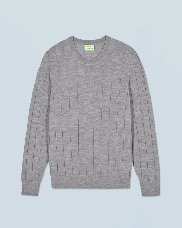 Men Merino Wool Sweaters From Future Crew Neck Sweater Dark Heather Gray